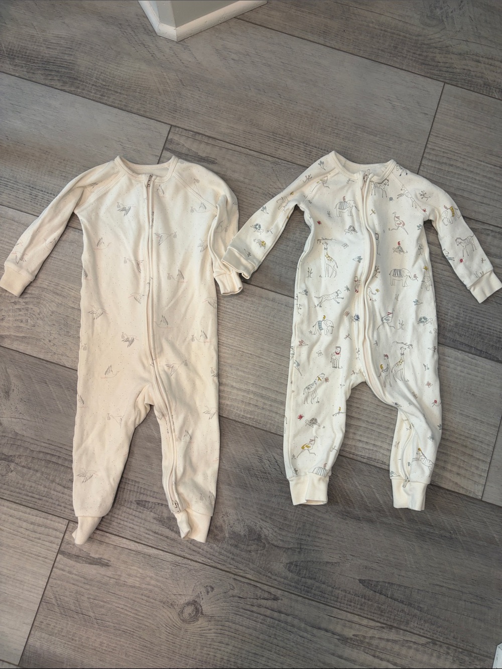 Cream Printed Zip-Front Kids One-Piece